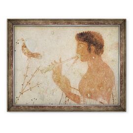 Tablou inramat - Etruscan - Detaliu de muzician cantand un flaut dublu, de la mormantul tricliniului - - Roveli