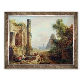 Tablou inramat - Hubert Robert - Fantana Minerva, Roma - - Roveli