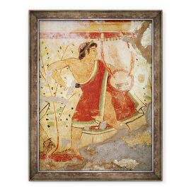 Tablou inramat - Etruscan - Muzician cantand titera, din Mormantul Leoparzilor - - Roveli
