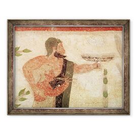 Tablou inramat - Etruscan - seful unui barbat si copil jucand un flaut dublu, de la mormantul baronului - - Roveli