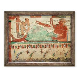 Tablou inramat - Etruscan - Un oaspete la un banchet funerar care detine un ou in mana, de la Mormantul Leilor - - Roveli