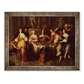 Tablou inramat - Hieronymus Janssens - Masa de vacanta - - Roveli