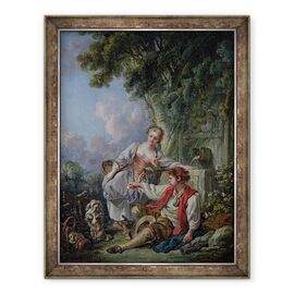 Tablou inramat - Francois Boucher - Ascultarea recompensata sau educatia unui caine - - Roveli