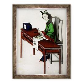 Tablou inramat - Scoala chineza - Ocupatiile unei doamne, pictura doamna pe tesatura - - Roveli