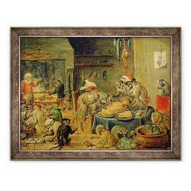 Tablou inramat - David Teniers the Younger - Monkey Banquet - - Roveli