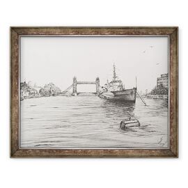Tablou inramat - Vincent Alexander Booth - HMS Belfast pe raul Tamisa Londra, 2006 - - Roveli