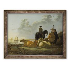 Tablou inramat - Aelbert Cuyp - tarani si vite langa raul Merwede - - Roveli