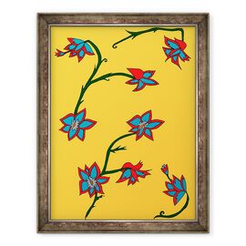 Tablou inramat - Daisy de Villeneuve - Flori de fundal galben - - Roveli