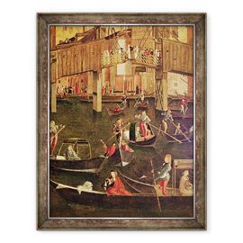 Tablou inramat - Vittore Carpaccio - Detaliu al miracolului relicvei Crucii Adevarate pe Podul Rialto - - Roveli