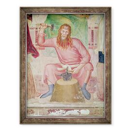 Tablou inramat - Andrea di Bonaiuto - Alegoria Bisericii Active si Triumfitoare, detaliu al unei sectiuni din dreapta jos aratand Tubal-Cain - - Roveli