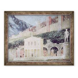 Tablou inramat - Andrea Mantegna - Sosirea Cardinalului Francesco Gonzaga, detalii ale fundalului aratand o viziune idealizata asupra Romei - - Roveli
