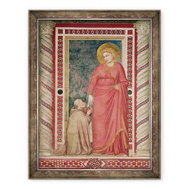 Tablou inramat - Giotto di Bondone - Episcopul Pontano ingenuncheaza in fata Sfintei Maria Magdalene, Capela Magdalena - - Roveli