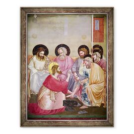 Tablou inramat - Giotto di Bondone - Hristos Spaland picioarele ucenicilor, detalii despre Hristos si sase discipoli - - Roveli