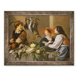 Tablou inramat - Theodor Rombouts - Vanzatorii de jocuri si legume - - Roveli