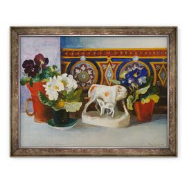 Tablou inramat - Terry Scales - Vaca Staffordshire cu Primulaes - - Roveli