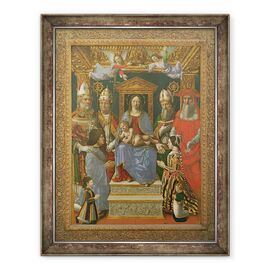 Tablou inramat - Master of the Pala Sforzesca - Fecioara si Pruncul Intronat cu Doctorii Bisericii si familia lui Ludovico il Moro - - Roveli