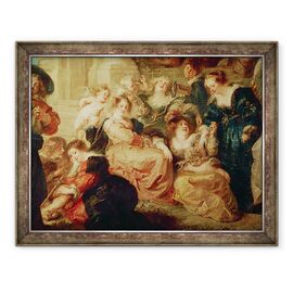 Tablou inramat - Peter Paul Rubens - Gradina Iubirii detaliu al grupului cu sotia lui Rubens, Hélène Fourment - - Roveli