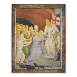 Tablou inramat - Fra Angelico - Scene din viata lui Hristos, al treilea panou reprezentand coborarea in Limo detaliu al grupului inaintea lui Hristos - - Roveli