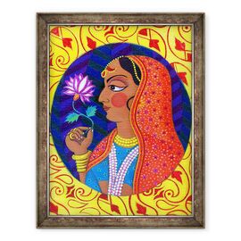 Tablou inramat - Jane Tattersfield - Maharani cu flori albe si roz, 2011 - - Roveli