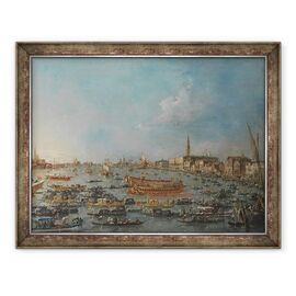 Tablou inramat - Francesco Guardi - Festivalul Bucintoro de la Venetia. Bacino di S. Marco cu Bucintoro, barja de stat a Dogilor, de Ziua inaltarii - - Roveli