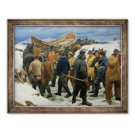 Tablou inramat - Michael Peter Ancher - Barca de salvare este luata prin dune - - Roveli