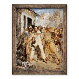 Tablou inramat - Henry Scheffer - Studiu pentru o scena de lupta, Un om fiind arestat - - Roveli