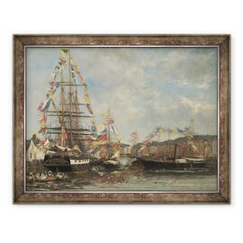 Tablou inramat - Eugene Louis Boudin - Festivalul in portul Honfleur - - Roveli