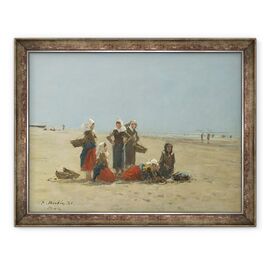 Tablou inramat - Eugene Louis Boudin - Femei pe plaja la Berck - - Roveli
