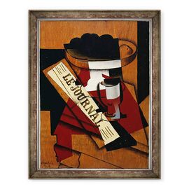 Tablou inramat - Juan Gris - Fructe de mancare, sticla si ziar - - Roveli