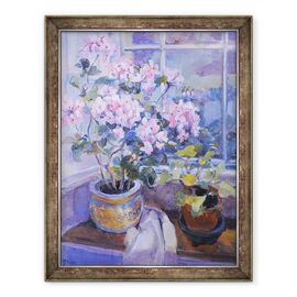 Tablou inramat - Sue Wales - Geranium roz pe scaun fereastra, 1996 - - Roveli