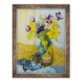 Tablou inramat - Joan Thewsey - Lalele si Anemone cu Oala de Violete, 2010 - - Roveli