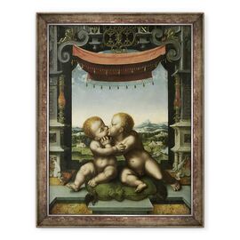 Tablou inramat - Joos van Cleve - Copiii Hristos si Sfantul Ioan Botezatorul imbratisand - - Roveli