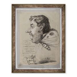 Tablou inramat - Claude Monet - Caricatura lui Jules Didier Omul fluture, c.1858 carbune, inaltat cu creta alba, cu pete - - Roveli
