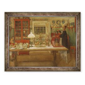 Tablou inramat - Carl Larsson - Pregatiti-va pentru un joc - - Roveli