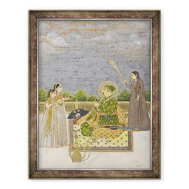 Tablou inramat - Scoala Mughal - imparatul Muhammad Shah - - Roveli