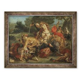 Tablou inramat - Ferdinand Victor Eugene Delacroix - Vanatoarea de lei - - Roveli