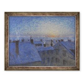 Tablou inramat - Eugene Jansson - Rasarit de soare peste acoperisurile din Stockholm - - Roveli