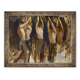 Tablou inramat - Edwin Austin Abbey - Barbati la nicovala, studiaza pentru Spiritul Vulcanian - - Roveli