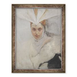 Tablou inramat - Edwin Austin Abbey - Femeie cu frizura osprey si guler de blana alba - - Roveli