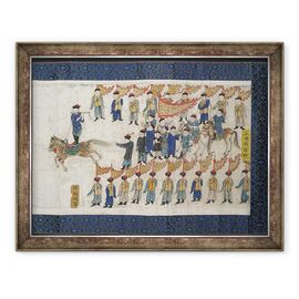 Tablou inramat - Scoala chineza - Concursul de calarie pentru imparatul Shunzhi, handscroll - - Roveli