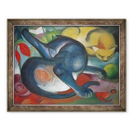 Tablou inramat - Franz Marc - Doua pisici, albastru si galben - - Roveli