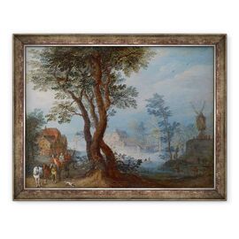 Tablou inramat - Jan Brueghel the Elder - Peisaj sat cu figuri - - Roveli