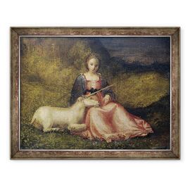 Tablou inramat - Scoala Italiana - Femeie cu unicorn, anonima - - Roveli