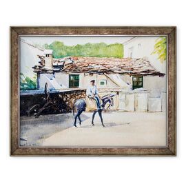 Tablou inramat - Tony Fandino - Om pe magar in Skiathos - - Roveli