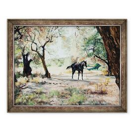 Tablou inramat - Tony Fandino - Black Horse in compensare, Skiathos - - Roveli