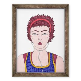 Tablou inramat - Daisy de Villeneuve - Fata cu casti - - Roveli