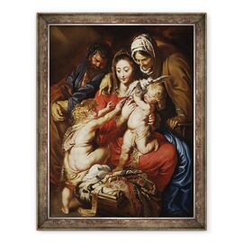 Tablou inramat - Peter Paul Rubens - Sfanta familie cu Sfanta Elisabeta, Sfantul Ioan, si un porumbel - - Roveli