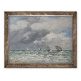 Tablou inramat - Eugene Louis Boudin - Barci cu panze langa Trouville - - Roveli