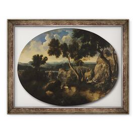 Tablou inramat - Gaspard Poussin Dughet - Peisaj stancos cu vanatori - - Roveli