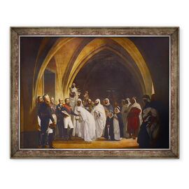Tablou inramat - Jean Baptiste Ange Tissier - Louis Napoleon printul-presedinte anuntand lui Abd-el-Kader eliberarea sa la castelul Amboise la 16 octombrie 1852 - - Roveli